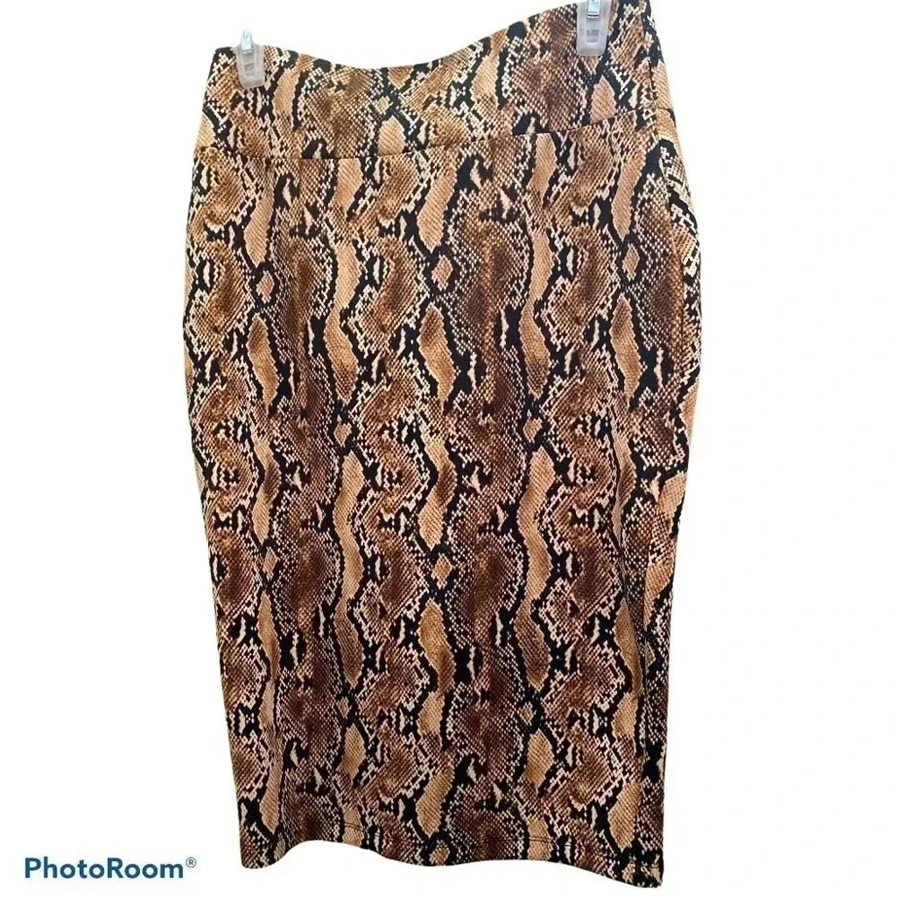Thalia Sodi snake print high waisted midi pencil skirt Sz M New